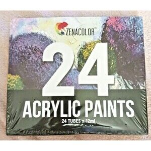 Zenacolor 24 Tubes Acrylic Paint x 12ml Art Various Colors K23/f